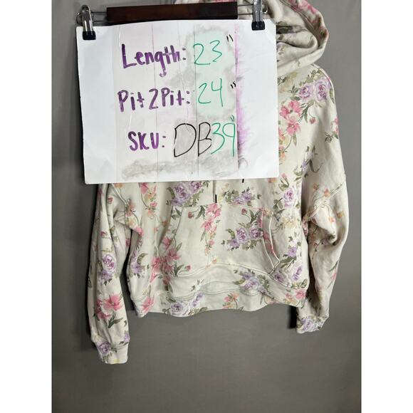Gap x Loveshackfancy Floral Logo Cropped Hoodie XS Coquette Soft Ballet Babydoll - Picture 4 of 12